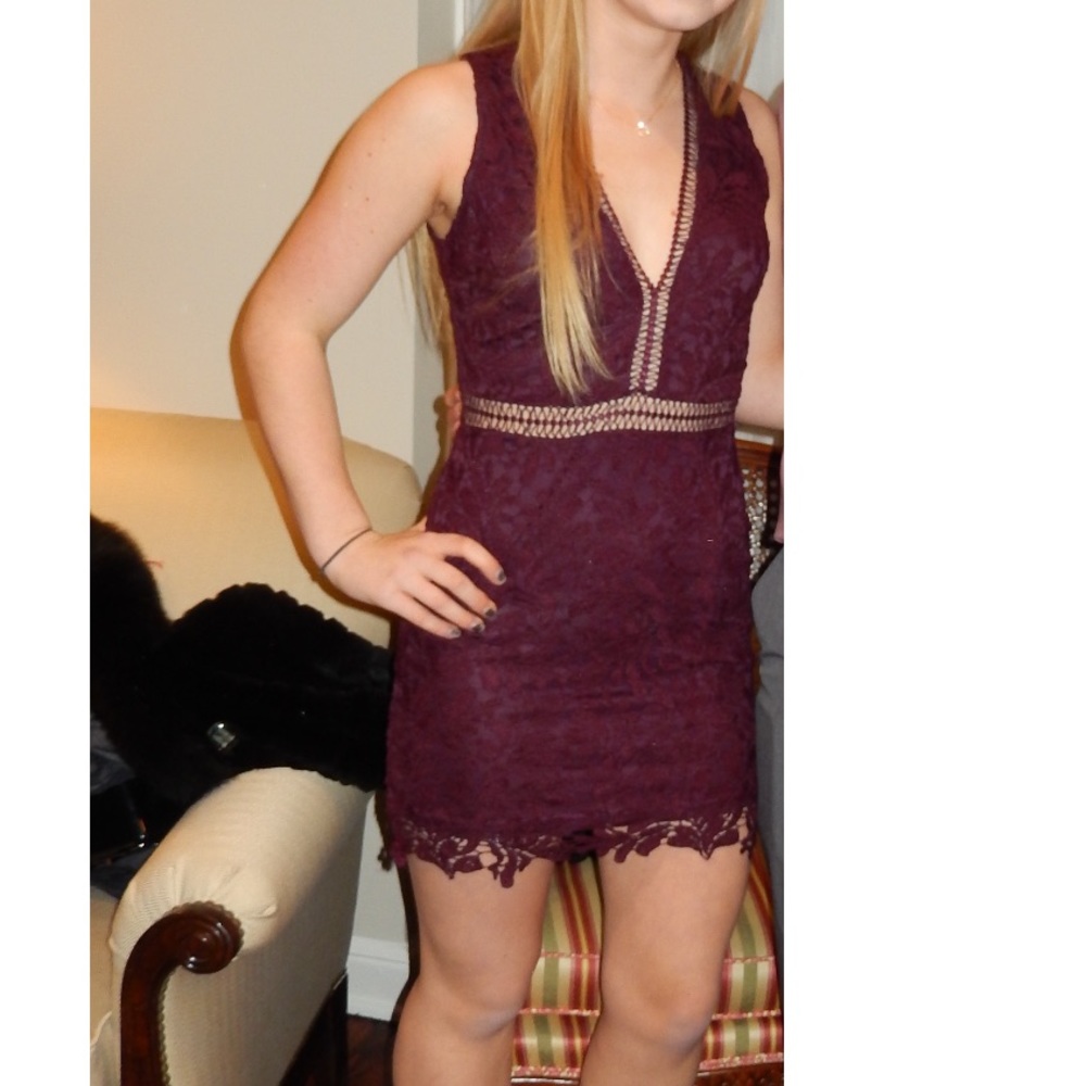 Tobi plum dark purple lace dress